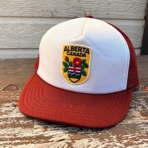 Vintage ALBERTA Canada patch trucker hat mesh snapback
